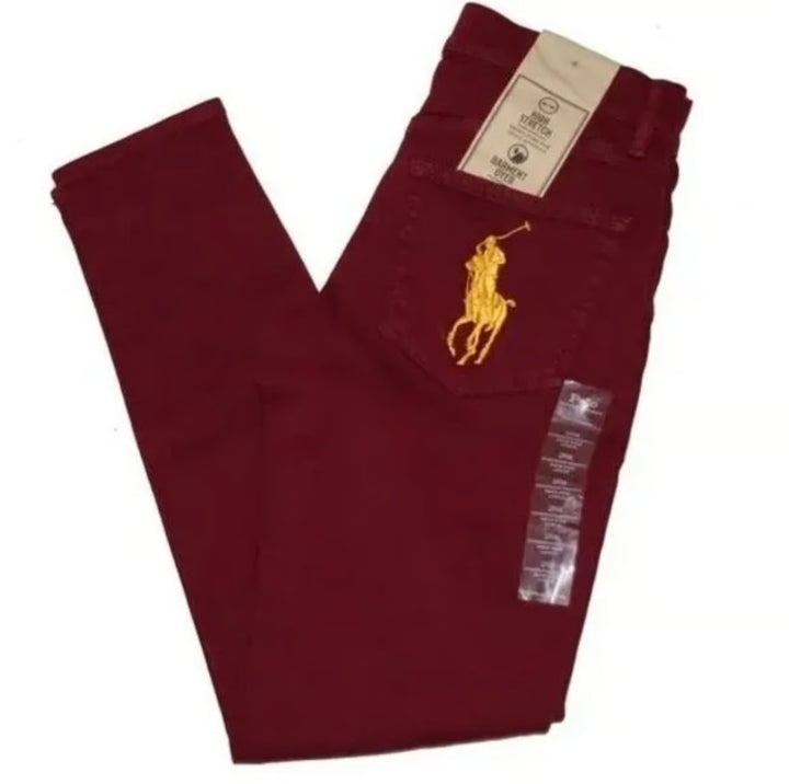 168 Polo Ralph Lauren Tompkins High-Rise Skinny Jeans Riella Burgundy