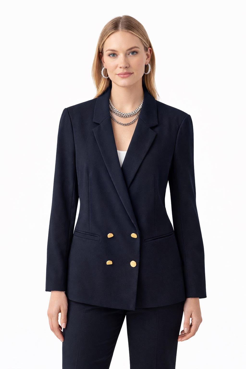 ZARA Navy Blue Blazer Gold Buttons