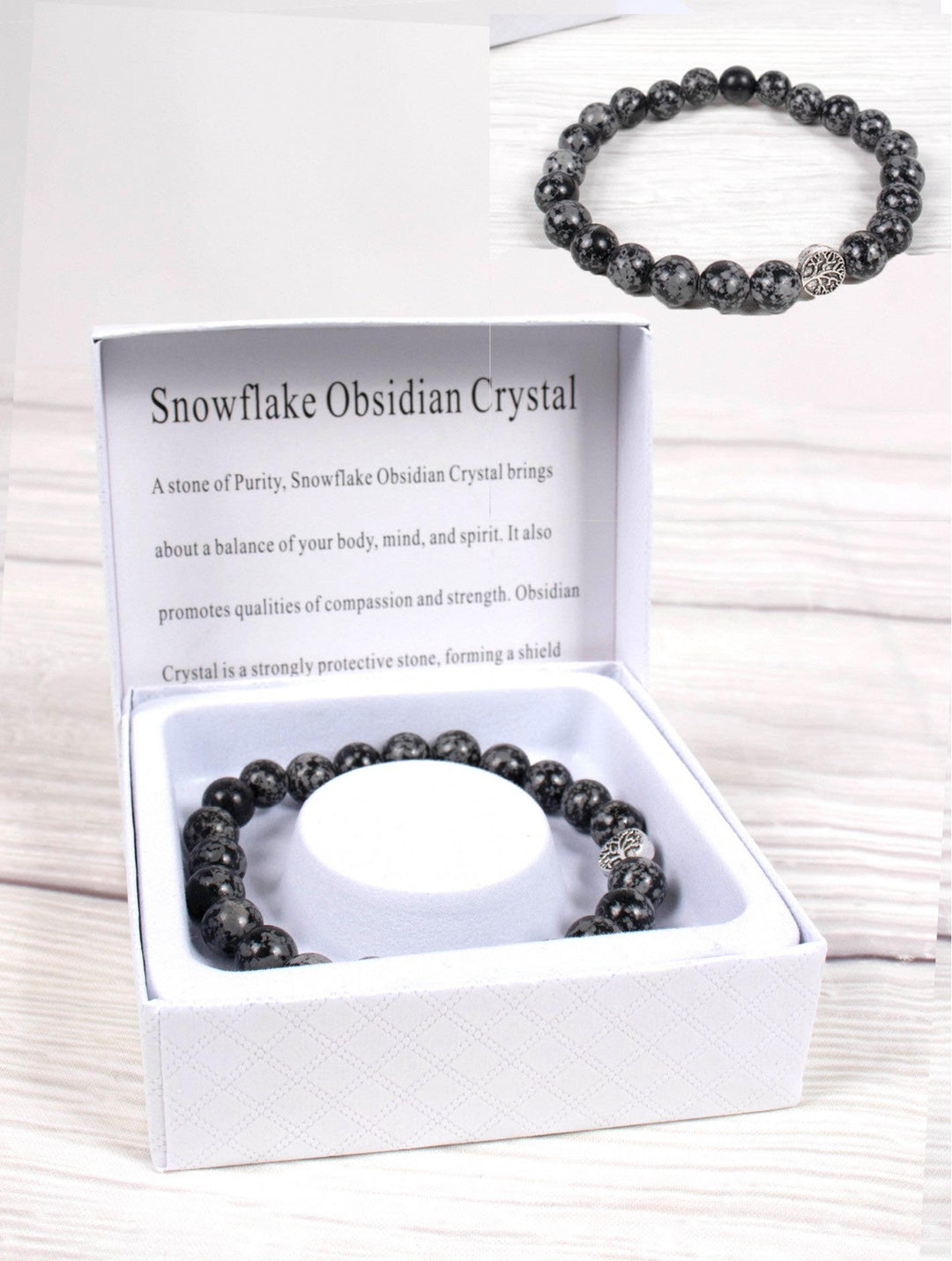 Cherie Bliss BR1242 Snowflake Obsidian Crystal bracelet