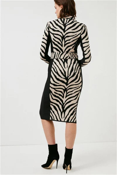 KAREN MILLEN Zebra belted dress.