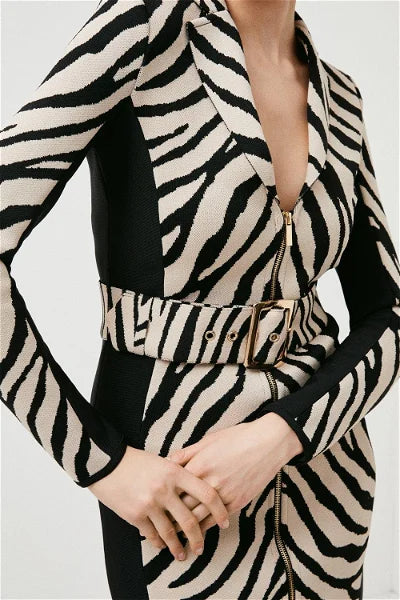 KAREN MILLEN Zebra belted dress.