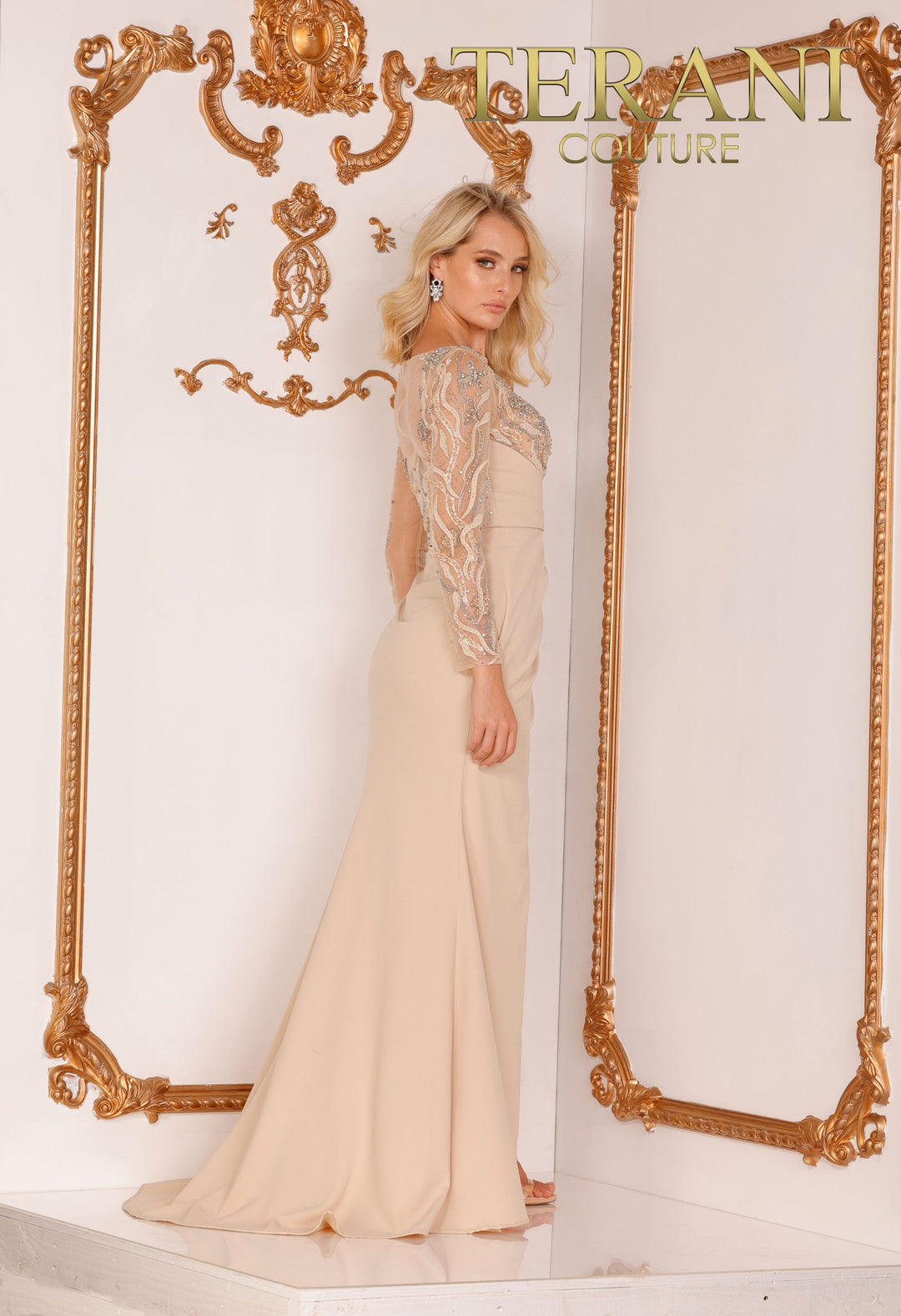 Terani Elegant Champagne Colored Dress