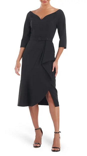 Kay Unger Izzy Belted Cocktail Black Dress 5518344