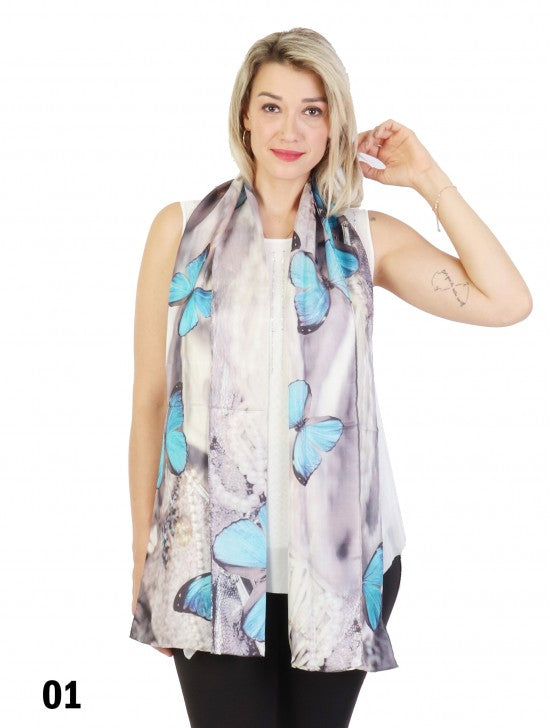 Cherie Bliss Silk Scarf - SF1570-01BLU