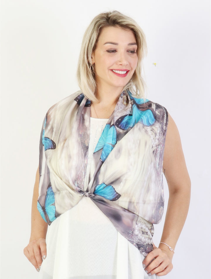 Cherie Bliss Silk Scarf - SF1570-01BLU