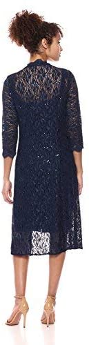 Alex Evenings Womens Elongated Lace Jacket with Short Empire Waist Dress