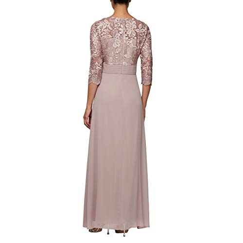 Alex Evenings Pink Lace Embroidered Formal Evening Dress Gown