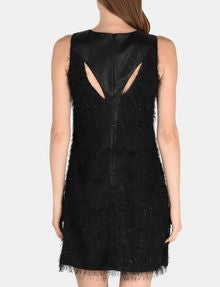 A|X ARMANI EXCHANGE All-Over Fringe V-Neck Sleeveless Dress