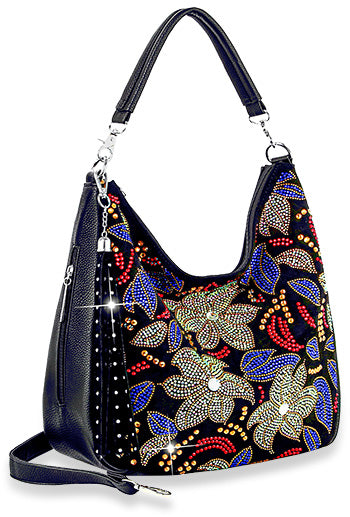 Colorful Floral Design Hobo Handbag