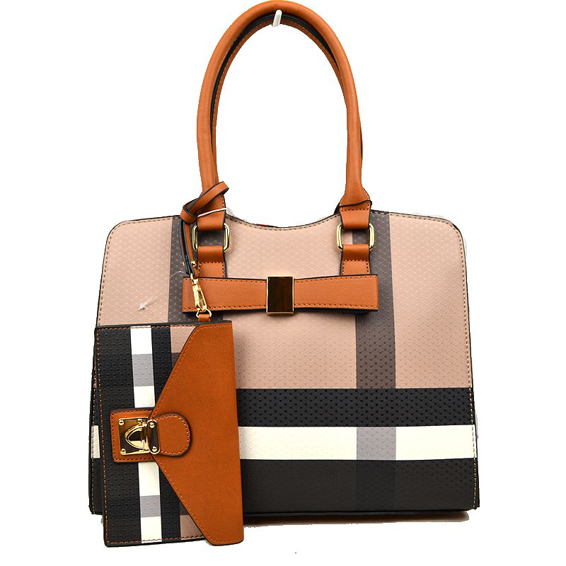 Plaid Print Handbag 3 Pcs Set