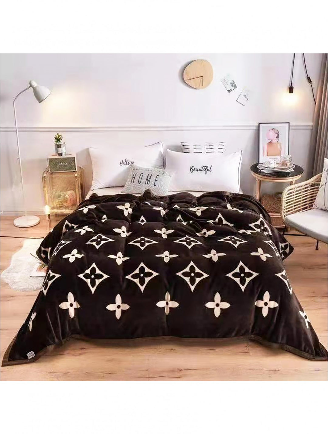 Embroidered Microfiber Soft Printed Flannel Blanket