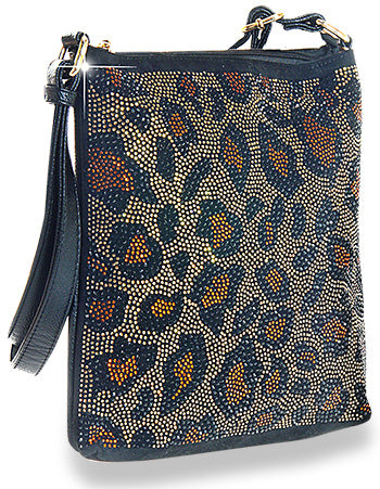 Leopard Print Rhinestone Crossbody Sling