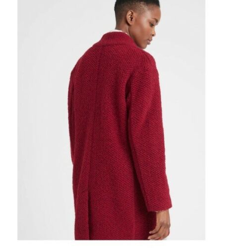 Banana Republic Knit Collarless Coat Wool Blend Saucy Red