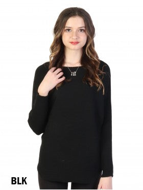 Cherie Bliss Long Bat Sleeves Pullover Loose Top CL1319BLK