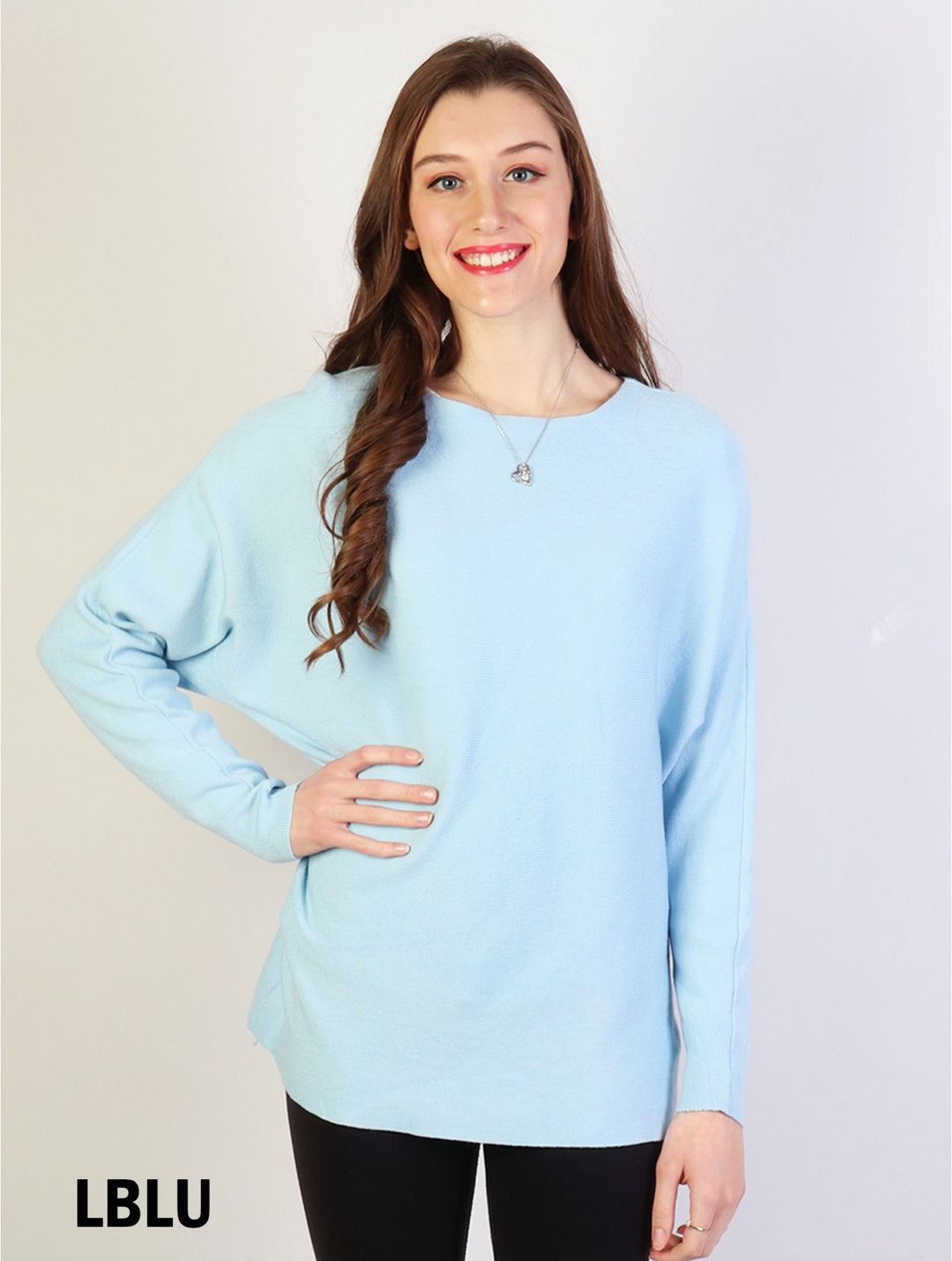 Cherie Bliss Long Bat Sleeves Pullover Loose Top CL1319LBLU