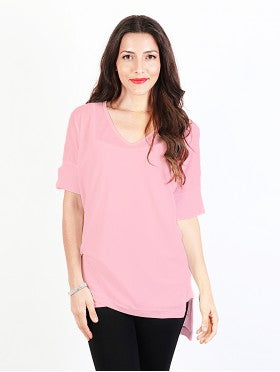 Cherie Bliss Solid Color V Neck Short Sleeves Top