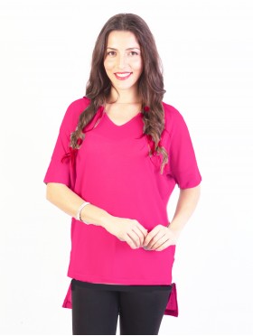 Cherie Bliss Solid Color V Neck Short Sleeves Top