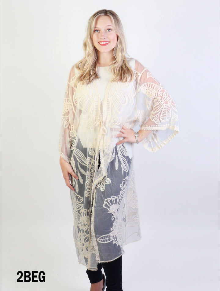 Cherie Bliss Flowy Lace Maxi Kimono