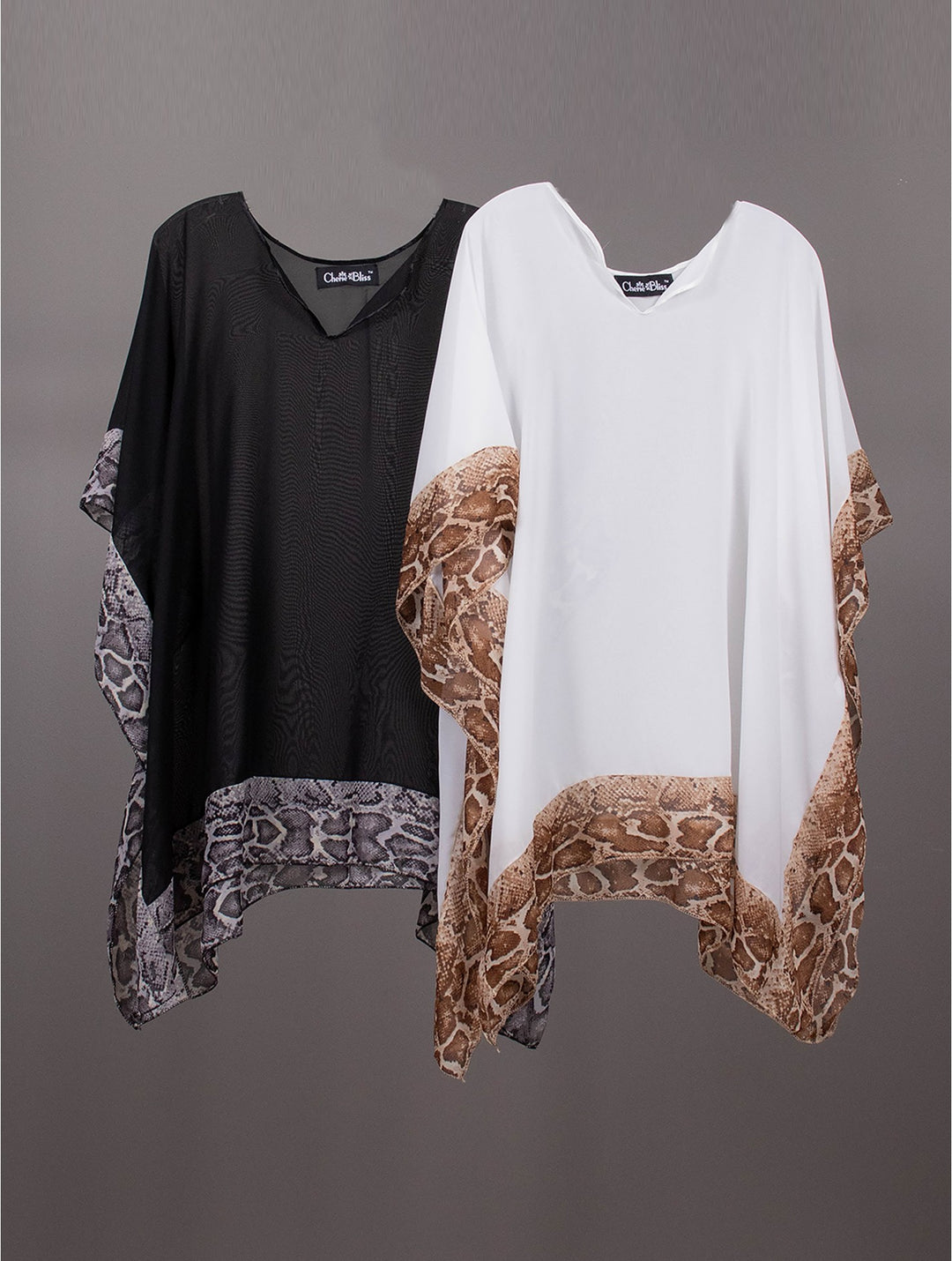 V-Neck Top W/ Snake Patterned Trim