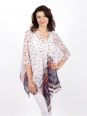 Cherie Bliss Reversible Pearl Chiffon Top with Paisley Border