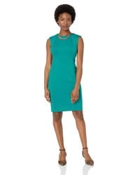 Calvin Klein Womens Sleeveless Sheath with Chain Necklace Dress