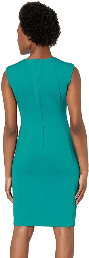 Calvin Klein Womens Sleeveless Sheath with Chain Necklace Dress