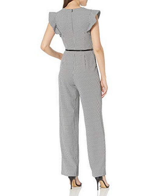 Calvin Klein Women's Belted Jumpsuit with Flutter Sleeves.