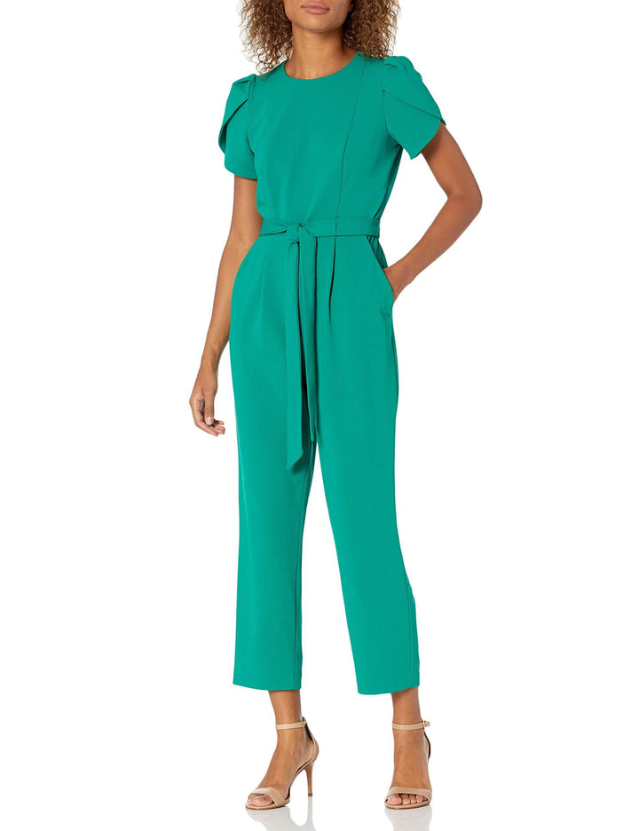 Calvin Klein Tulip Sleeve Jumpsuit With Self Belt