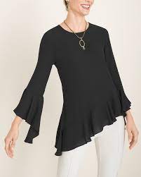 Chico's Asymmetrical Flounce-Hem Top