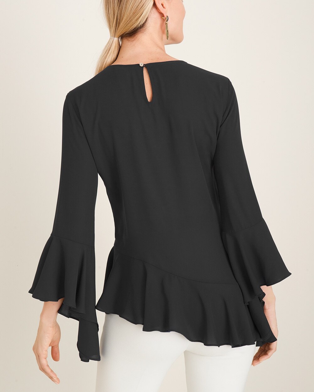 Chico's Asymmetrical Flounce-Hem Top