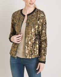 Chico's Sequin Bomber Jacket