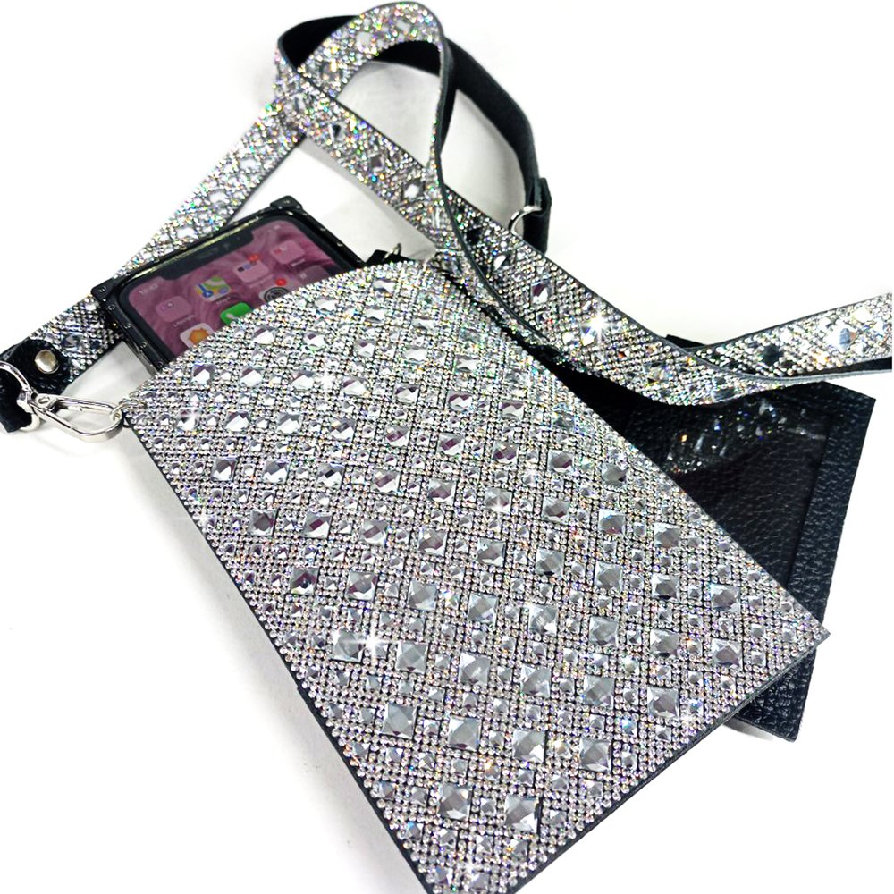 Royal Ice Cellphone Purse - White Diamond Silver