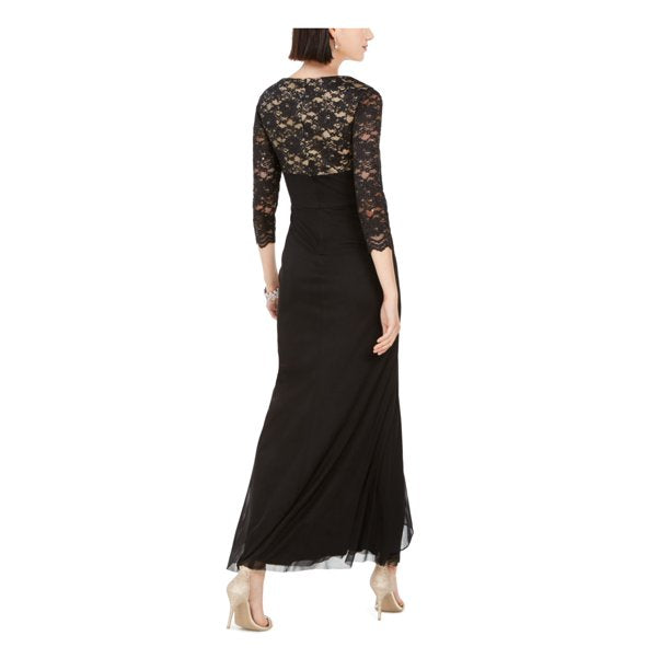 Jessica Howard Womens Sequined Lace Evening Dress Black