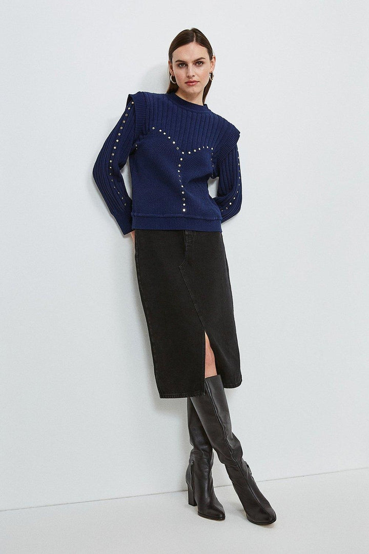 Karen Millen Chenille Shoulder Studded Jumper