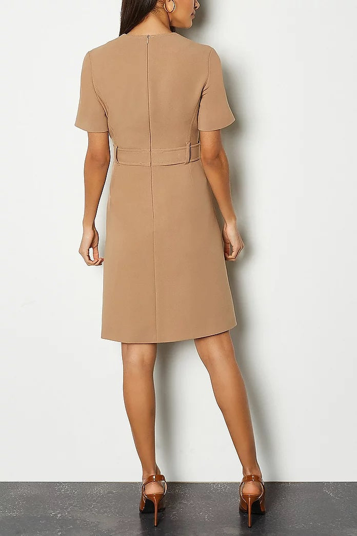 Karen Millen Cinch Waist Short Sleeve Belted Dress