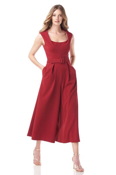 Kay Unger - Grace Crepe Tea-Length Jumpsuit