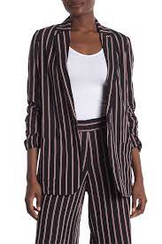 MAX STUDIO Striped Soft Notch Lapel Blazer