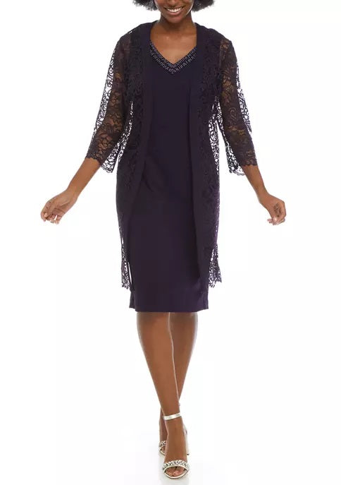 Maya Brooke Lace Jacket Dress Set