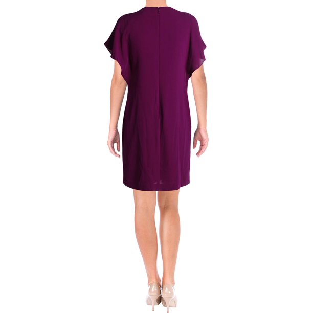 Lauren Ralph Lauren Womens Sazana Ruffled V-Neck Above The Knee Sheath Dress