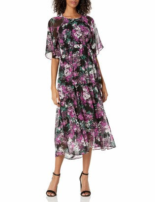 Taylor Dresses Maxi Floral Print Chiffon Dress