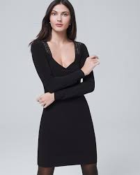 White House Black Market Stud-Trim Knit Shift Dress