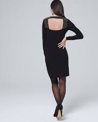 White House Black Market Stud-Trim Knit Shift Dress