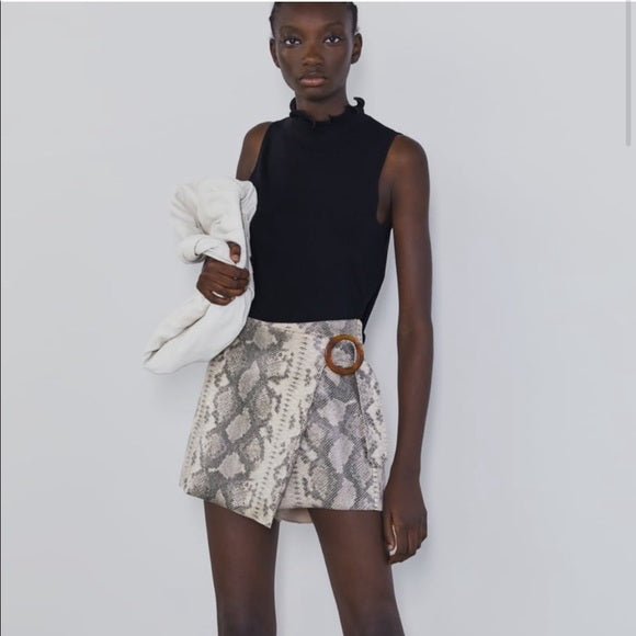 ZARA Snake Skin Tortoise Wrap Skort