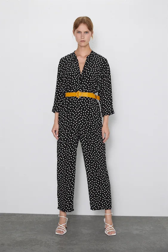 ZARA Belted Polka Dot Jumpsuit