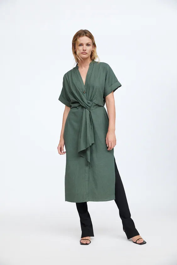 ZARA Midi Dress With Front Tie