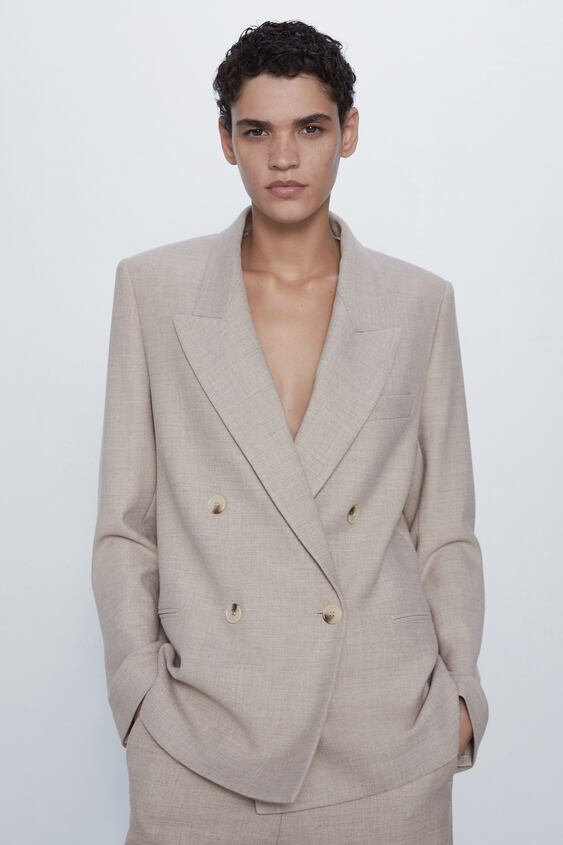 ZARA Straight Double-Breasted Blazer