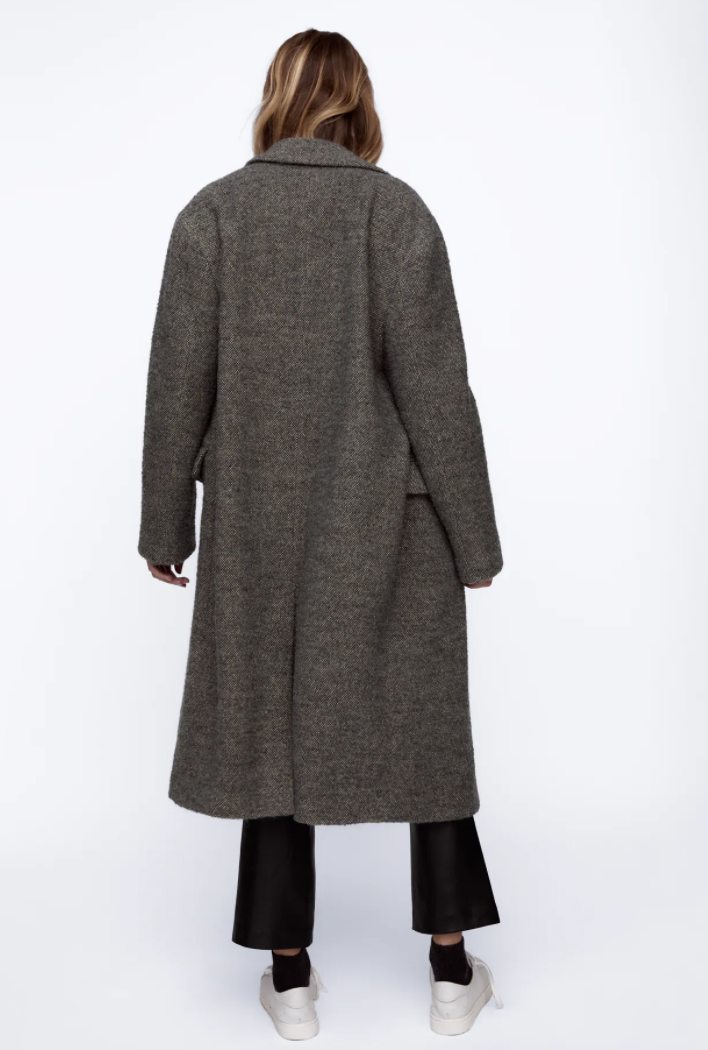 ZARA Wool Blend Oversized Coat Gray Lapel Collar