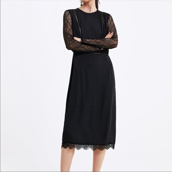 ZARA Contrasting Lace Black Dress