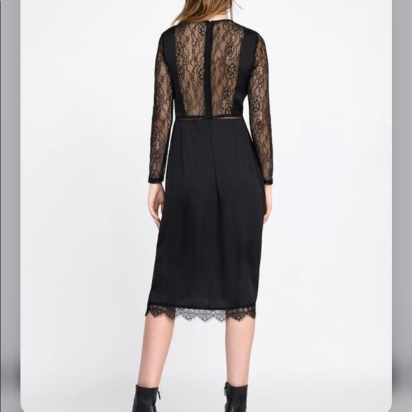 ZARA Contrasting Lace Black Dress